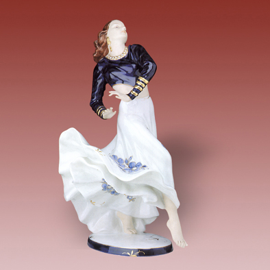 Royal Dux Bohemia Czech Made Collectible Large Pretty Art Nouveau Porcelain Dancing Lady Figurine