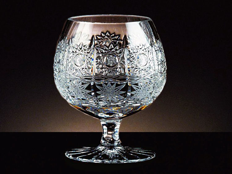 Crystal Bohemia Hand Cut Brandy Goblets Czech Set of 6
