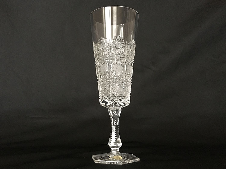 Crystal Bohemia Hand Cut Champagne Goblets Czech Set of 6