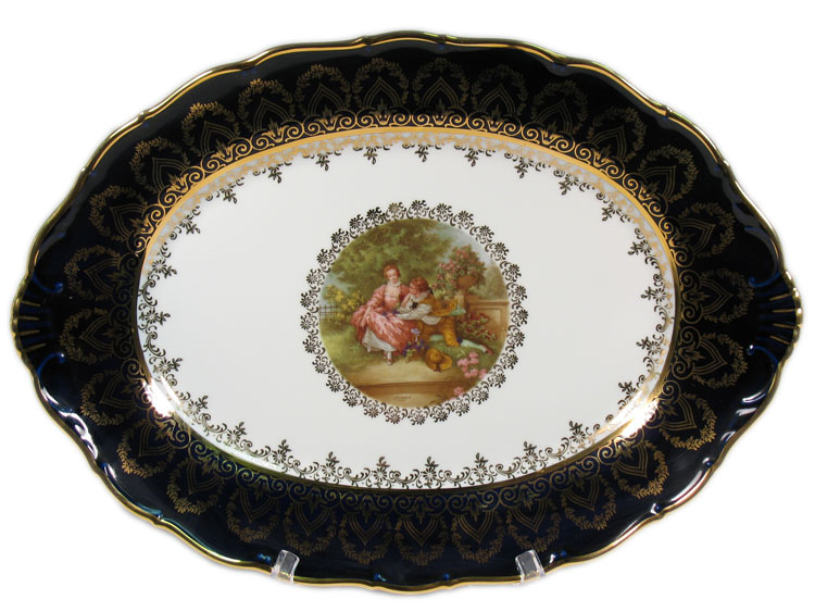 Madonna Cobalt Romeo & Juliet Oval Dish 40 cm