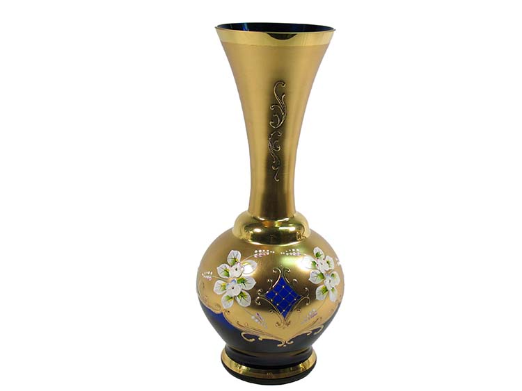 Bohemian High Enameled Vase Blue 310mm