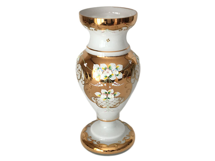 Bohemian Crystal High Enameled Vase White 31cm / 12.5"